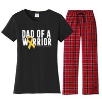 Dad Of A Warrior Childhood Cancer Awareness Women's Flannel Pajama Set