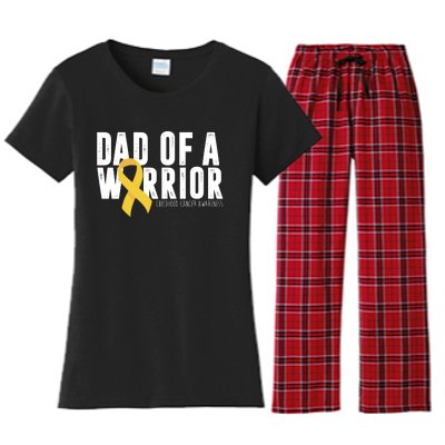 Dad Of A Warrior Childhood Cancer Awareness Women's Flannel Pajama Set