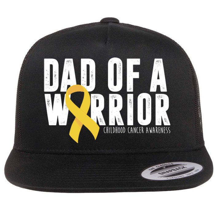 Dad Of A Warrior Childhood Cancer Awareness Flat Bill Trucker Hat