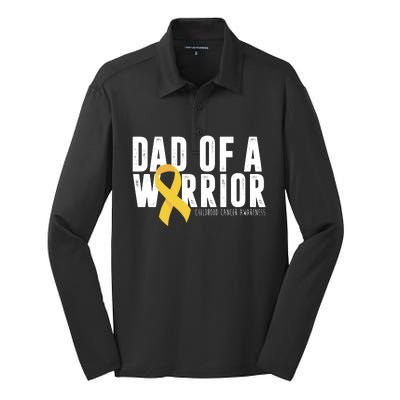 Dad Of A Warrior Childhood Cancer Awareness Silk Touch Performance Long Sleeve Polo