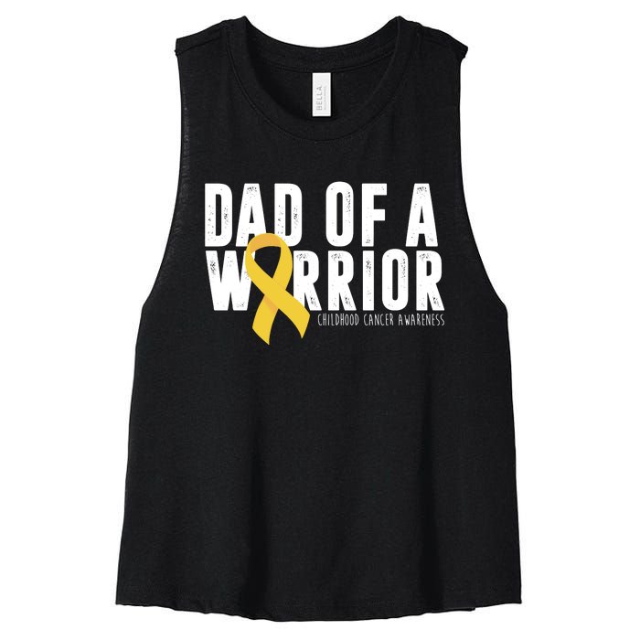 Dad Of A Warrior Childhood Cancer Awareness Women's Racerback Cropped Tank