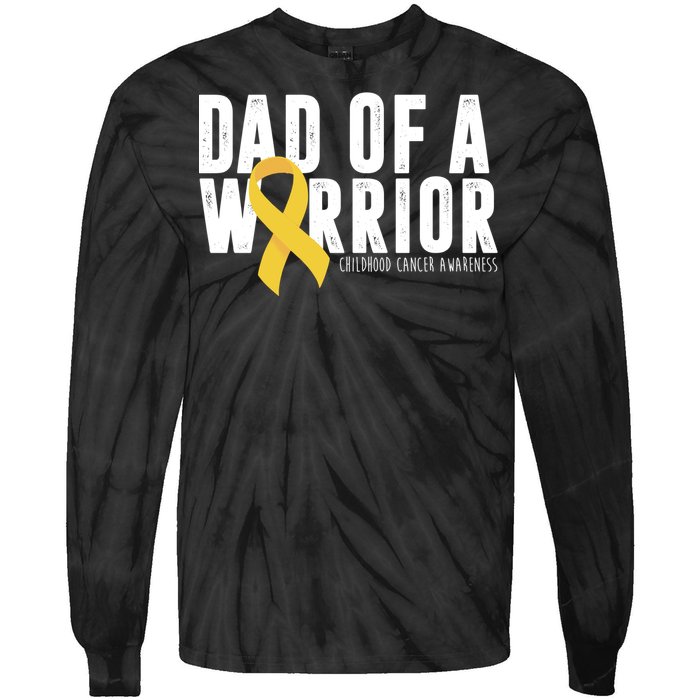 Dad Of A Warrior Childhood Cancer Awareness Tie-Dye Long Sleeve Shirt