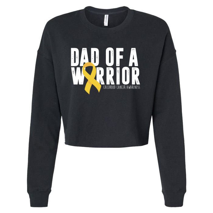 Dad Of A Warrior Childhood Cancer Awareness Cropped Pullover Crew