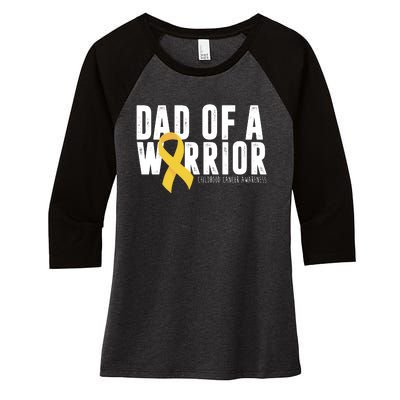 Dad Of A Warrior Childhood Cancer Awareness Women's Tri-Blend 3/4-Sleeve Raglan Shirt