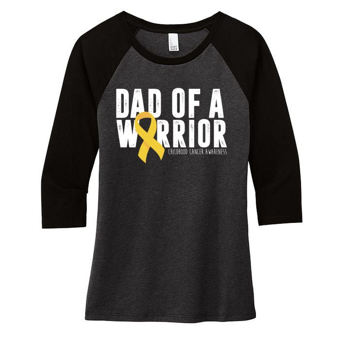 Dad Of A Warrior Childhood Cancer Awareness Women's Tri-Blend 3/4-Sleeve Raglan Shirt