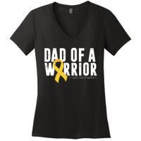 Dad Of A Warrior Childhood Cancer Awareness Women's V-Neck T-Shirt