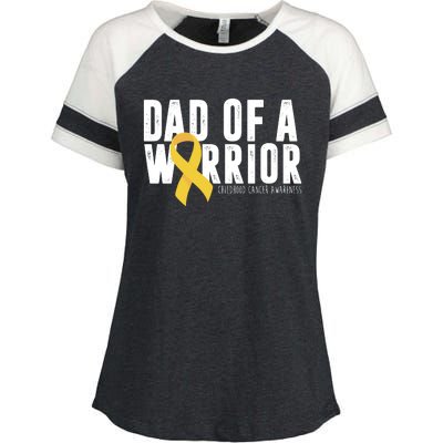 Dad Of A Warrior Childhood Cancer Awareness Enza Ladies Jersey Colorblock Tee