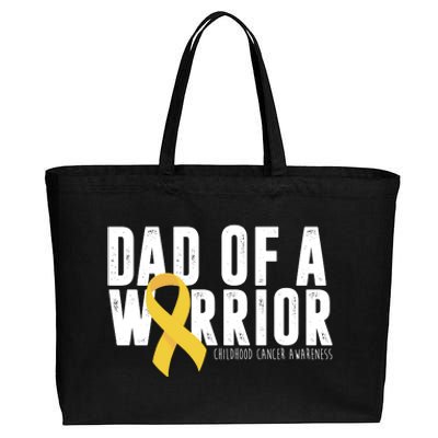 Dad Of A Warrior Childhood Cancer Awareness Cotton Canvas Jumbo Tote