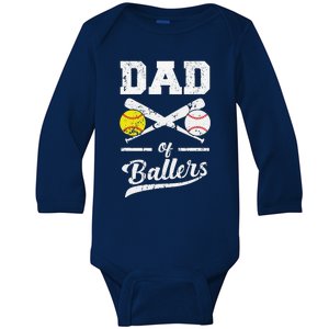 Dad Of Ballers Dad Of Baseball And Softball Player For Dad (1) Baby Long Sleeve Bodysuit