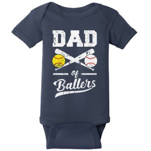 Dad Of Ballers Dad Of Baseball And Softball Player For Dad (1) Baby Bodysuit