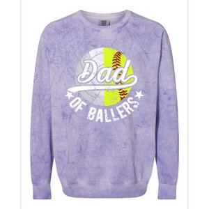 Dad Of Ballers Proud Volleyball Softball Dad Gift Colorblast Crewneck Sweatshirt