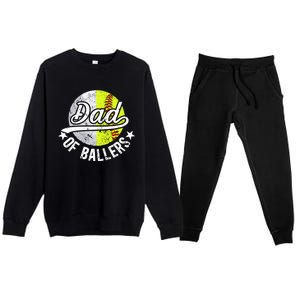 Dad Of Ballers Proud Volleyball Softball Dad Gift Premium Crewneck Sweatsuit Set