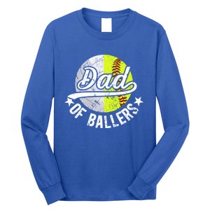 Dad Of Ballers Proud Volleyball Softball Dad Gift Long Sleeve Shirt