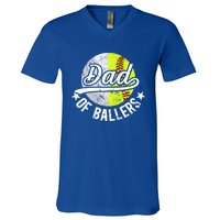 Dad Of Ballers Proud Volleyball Softball Dad Gift V-Neck T-Shirt