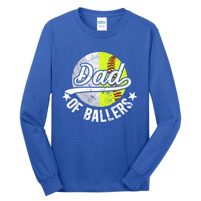 Dad Of Ballers Proud Volleyball Softball Dad Gift Tall Long Sleeve T-Shirt