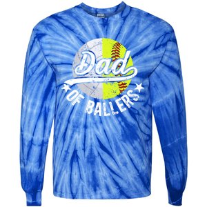 Dad Of Ballers Proud Volleyball Softball Dad Gift Tie-Dye Long Sleeve Shirt