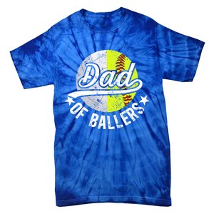 Dad Of Ballers Proud Volleyball Softball Dad Gift Tie-Dye T-Shirt