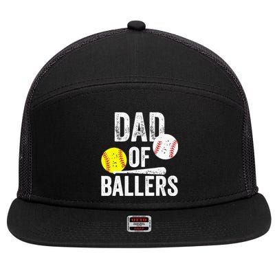 Dad Of Ballers Softball Baseball Player Dad Father's Day 7 Panel Mesh Trucker Snapback Hat