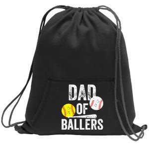 Dad Of Ballers Softball Baseball Player Dad Father's Day Sweatshirt Cinch Pack Bag