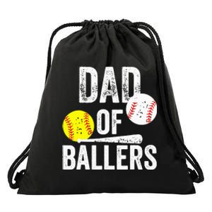 Dad Of Ballers Softball Baseball Player Dad Father's Day Drawstring Bag