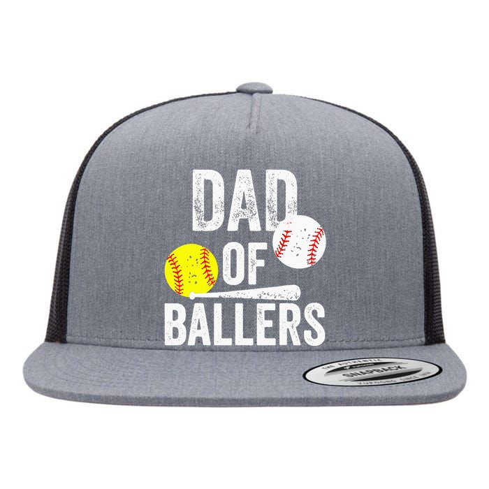 Dad Of Ballers Softball Baseball Player Dad Father's Day Flat Bill Trucker Hat