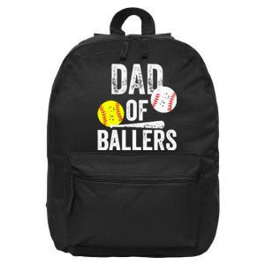 Dad Of Ballers Softball Baseball Player Dad Father's Day 16 in Basic Backpack