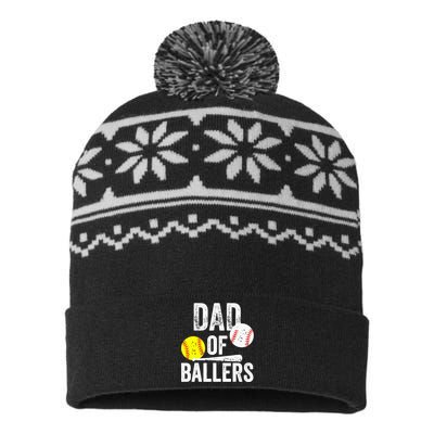 Dad Of Ballers Softball Baseball Player Dad Father's Day USA-Made Snowflake Beanie