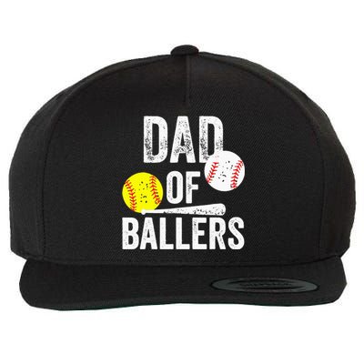 Dad Of Ballers Softball Baseball Player Dad Father's Day Wool Snapback Cap