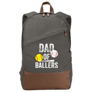 Dad Of Ballers Softball Baseball Player Dad Father's Day Cotton Canvas Backpack