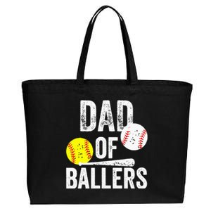 Dad Of Ballers Softball Baseball Player Dad Father's Day Cotton Canvas Jumbo Tote