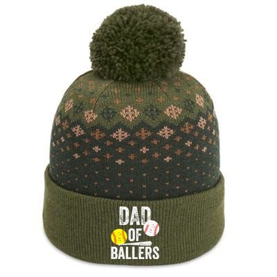 Dad Of Ballers Softball Baseball Player Dad Father's Day The Baniff Cuffed Pom Beanie