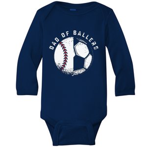 Dad Of Ballers Father Son Soccer Baseball Player Coach Gift Baby Long Sleeve Bodysuit