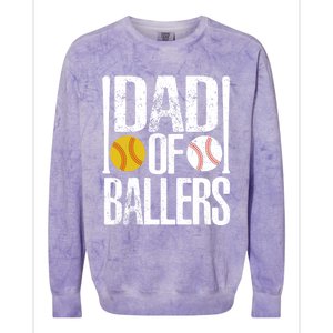 Dad Of Ballers Funny Dad Of Baseball And Softball Player Funny Gift Colorblast Crewneck Sweatshirt