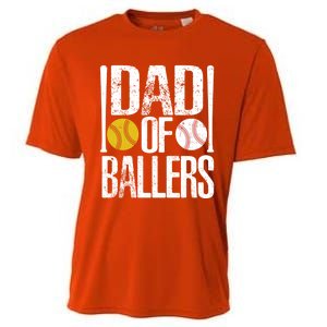 Dad Of Ballers Funny Dad Of Baseball And Softball Player Funny Gift Cooling Performance Crew T-Shirt