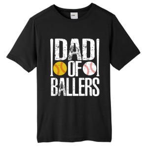 Dad Of Ballers Funny Dad Of Baseball And Softball Player Funny Gift Tall Fusion ChromaSoft Performance T-Shirt