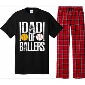 Dad Of Ballers Funny Dad Of Baseball And Softball Player Funny Gift Pajama Set