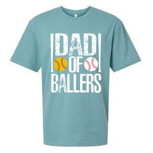 Dad Of Ballers Funny Dad Of Baseball And Softball Player Funny Gift Sueded Cloud Jersey T-Shirt