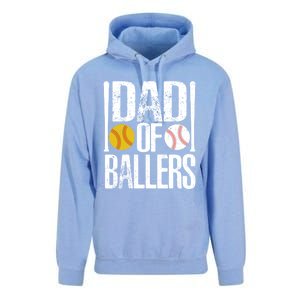 Dad Of Ballers Funny Dad Of Baseball And Softball Player Funny Gift Unisex Surf Hoodie