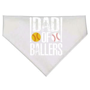 Dad Of Ballers Funny Dad Of Baseball And Softball Player Funny Gift USA-Made Doggie Bandana