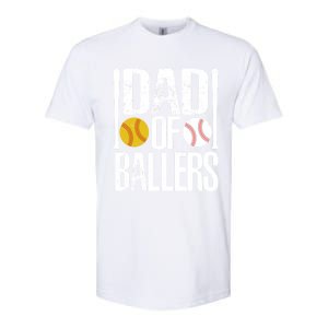 Dad Of Ballers Funny Dad Of Baseball And Softball Player Funny Gift Softstyle CVC T-Shirt