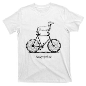 Dachshund On Bicycle Doxycycline Pun Veterinary Vet Tech T-Shirt