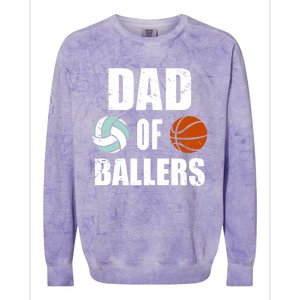 Dad Of Ballers Funny Volleyball Basketball Dad Cute Gift Colorblast Crewneck Sweatshirt