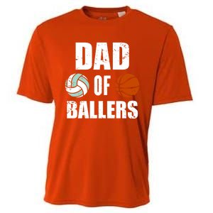 Dad Of Ballers Funny Volleyball Basketball Dad Cute Gift Cooling Performance Crew T-Shirt