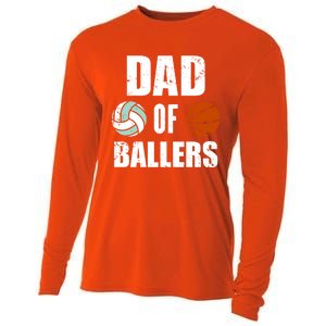 Dad Of Ballers Funny Volleyball Basketball Dad Cute Gift Cooling Performance Long Sleeve Crew