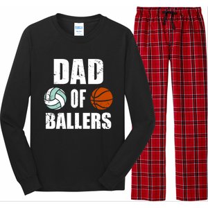 Dad Of Ballers Funny Volleyball Basketball Dad Cute Gift Long Sleeve Pajama Set