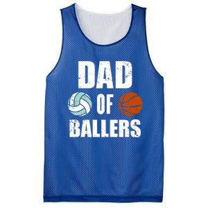 Dad Of Ballers Funny Volleyball Basketball Dad Cute Gift Mesh Reversible Basketball Jersey Tank