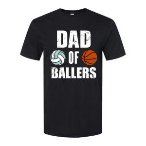 Dad Of Ballers Funny Volleyball Basketball Dad Cute Gift Softstyle CVC T-Shirt