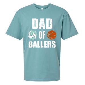 Dad Of Ballers Funny Volleyball Basketball Dad Cute Gift Sueded Cloud Jersey T-Shirt