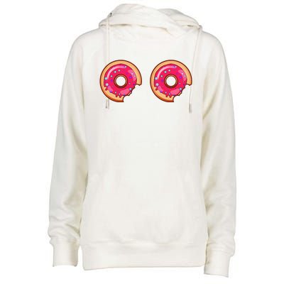 Donuts On Boobs Halloween Funny Boob Costume Womens Funnel Neck Pullover Hood