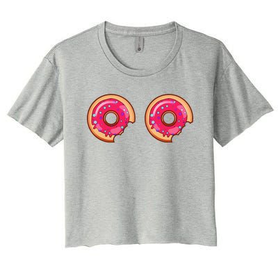 Donuts On Boobs Halloween Funny Boob Costume Women's Crop Top Tee